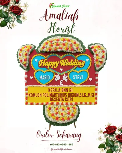 Karangan Papan Bunga Pernikahan di Bedagung